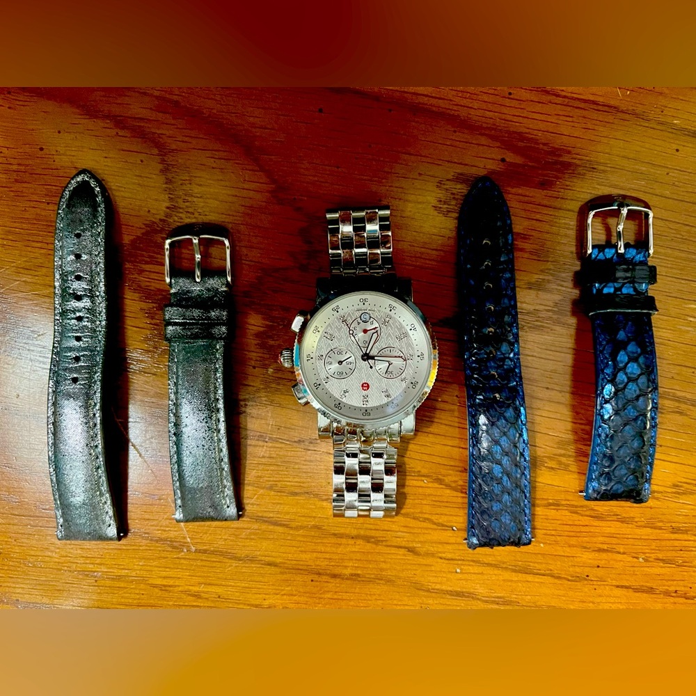 Authentic Michele Sport Sail watch-2 bonus Michele straps excellent condition